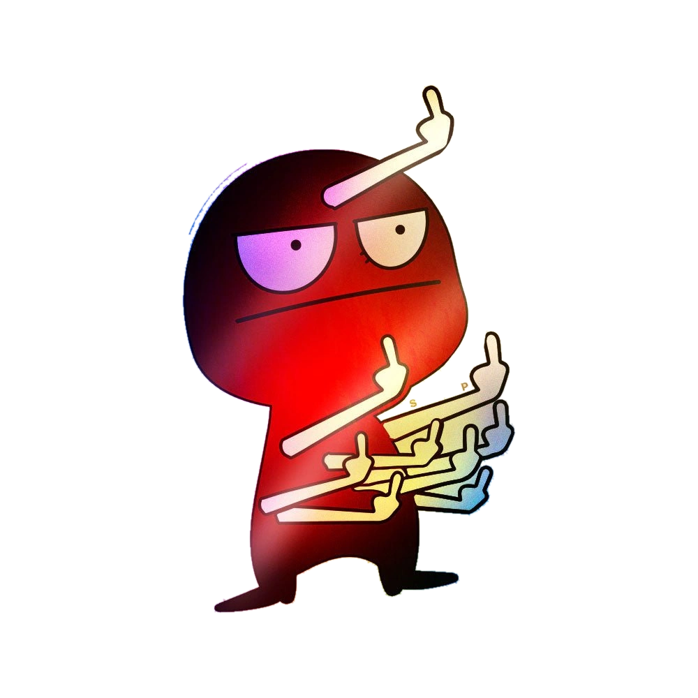 Anime Red Figure Gun Holographic Stickers